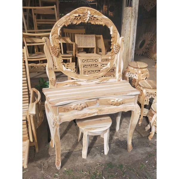 Meja Rias Anggur Kayu Jati Jepara - Meja Rias Mentahan