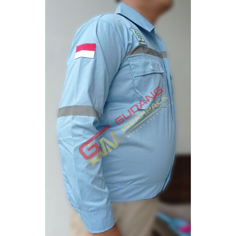 Gudang Wearpack - Baju Kerja Seragam Proyek Warna Biru Muda Telor Asin Polos