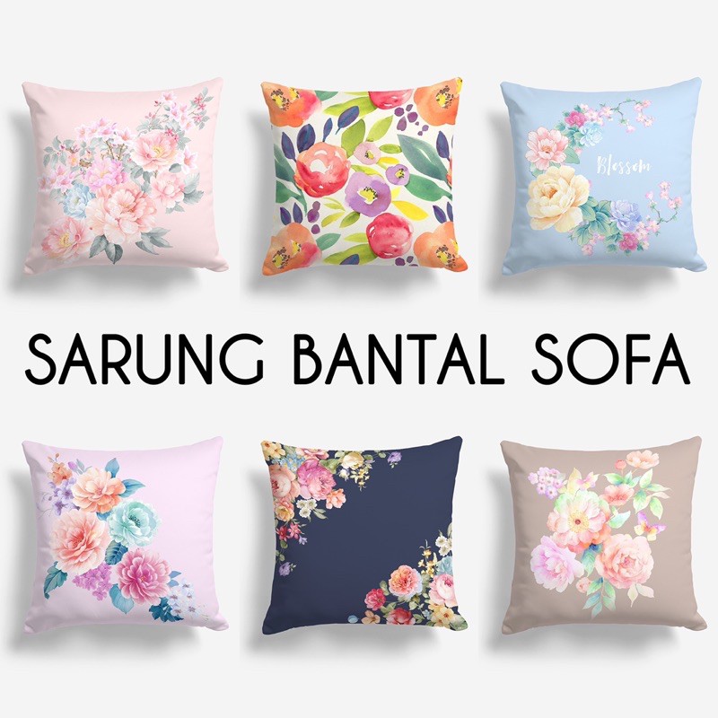 COVER SARUNG Bantal Sofa Print Motif Bunga / Floral / Flower 40x40 cm - PUSAT KADO MURAH