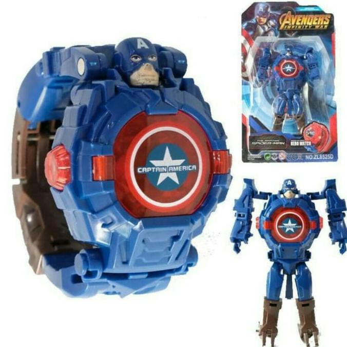 JAM TANGAN ANAK ROBOT WATCH BESAR CAPTAIN AMERICA + FREE 1 BATERAI