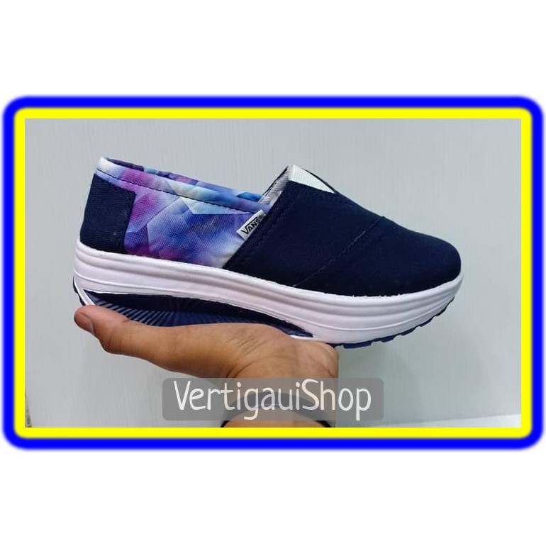 \u0432\u03b9g \u0455ale!! Vans Wedges size 36 - 40 sepatu wanita santai tinggi slip on navy abu \u2743