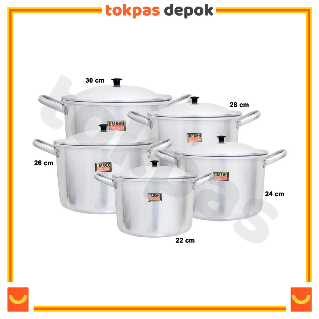 Panci Set Aluminium Tinggi 22 24 26 28 30 cm Halco Panci Masak Air Serbaguna Halco Super Ware A 209