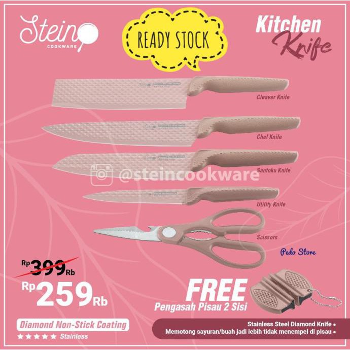 Stein Steincookware Pisau Diamond Knives Set 6 in 1 Pisau Dapur