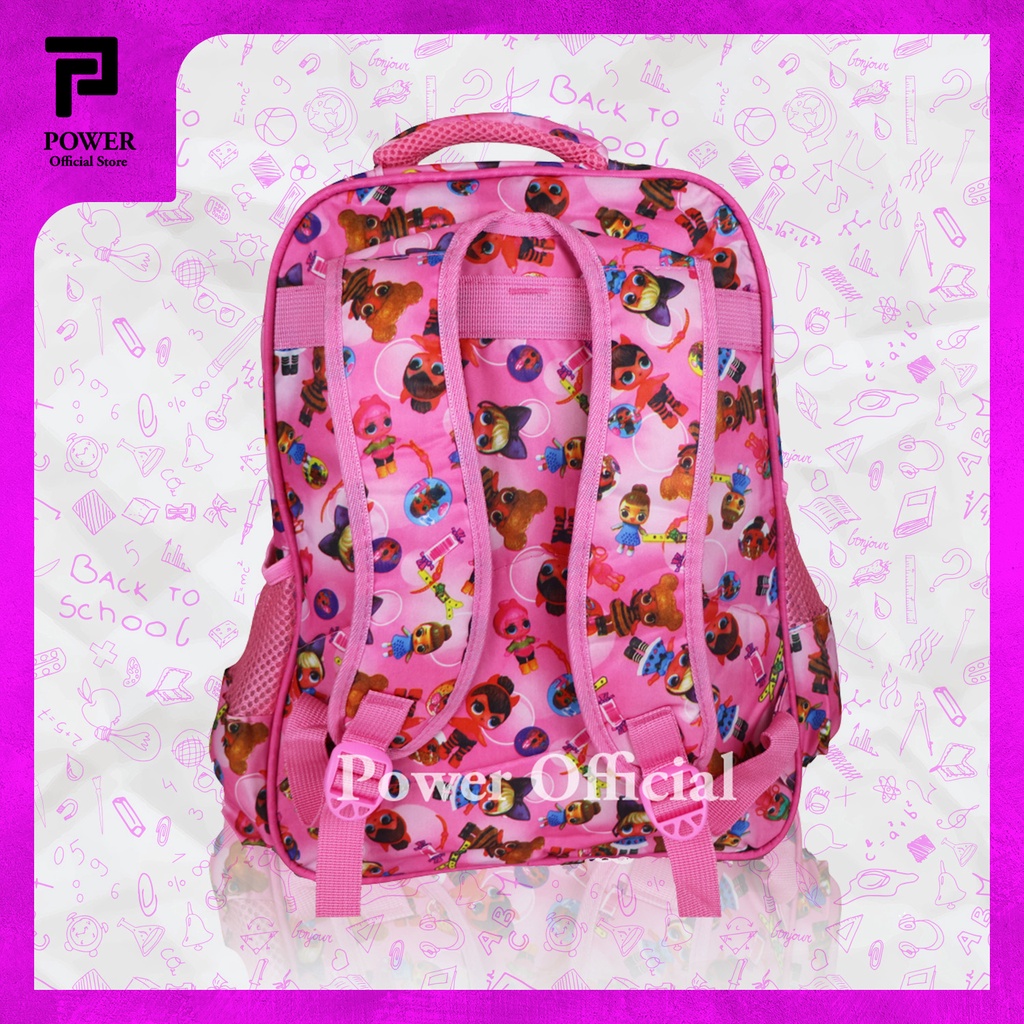 Tas Sekolah Anak Perempuan Ransel Anak SD Karakter LOL Import Sequin Usap + Mata Lampu