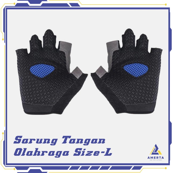 TaffSPORT Huwai Sarung Tangan Half Finger Sepeda Gym Size L Hitam