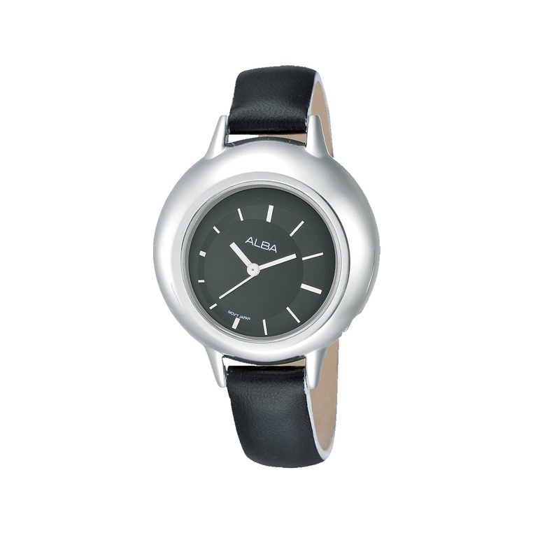 Jam Tangan Wanita Alba Original AH8155 Strap Black Leather Quartz Strap Kulit