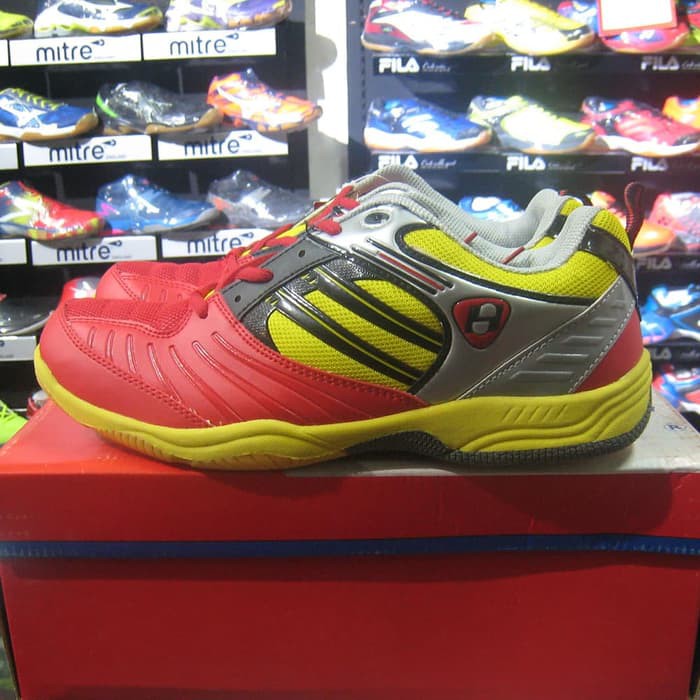Sepatu Badminton Bulutangkis Hart HS 503 Merah Kuning Original