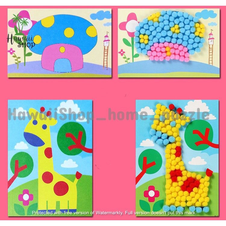 DIY Mainan edukasi anak sticker prakarya tempel POM POM