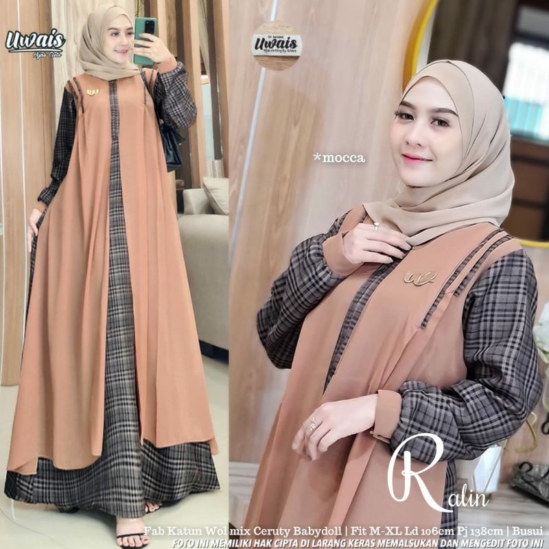 RALIN MAXI BY UWAIS/gamis/gamis solo/gamis linen/cotton linen/gamis terbaru/gamis lebaran/dress