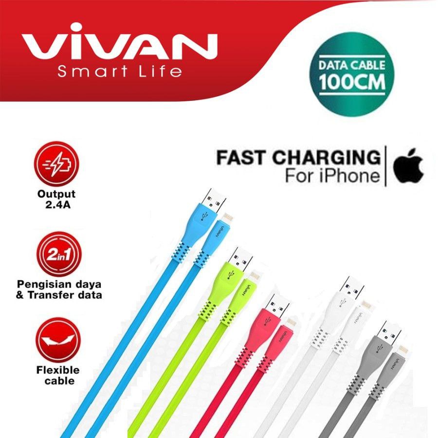 Vivan CSL100s Kabel Data dan Charger khusus untuk iPhone Lightning 1 Meter Fast Charging