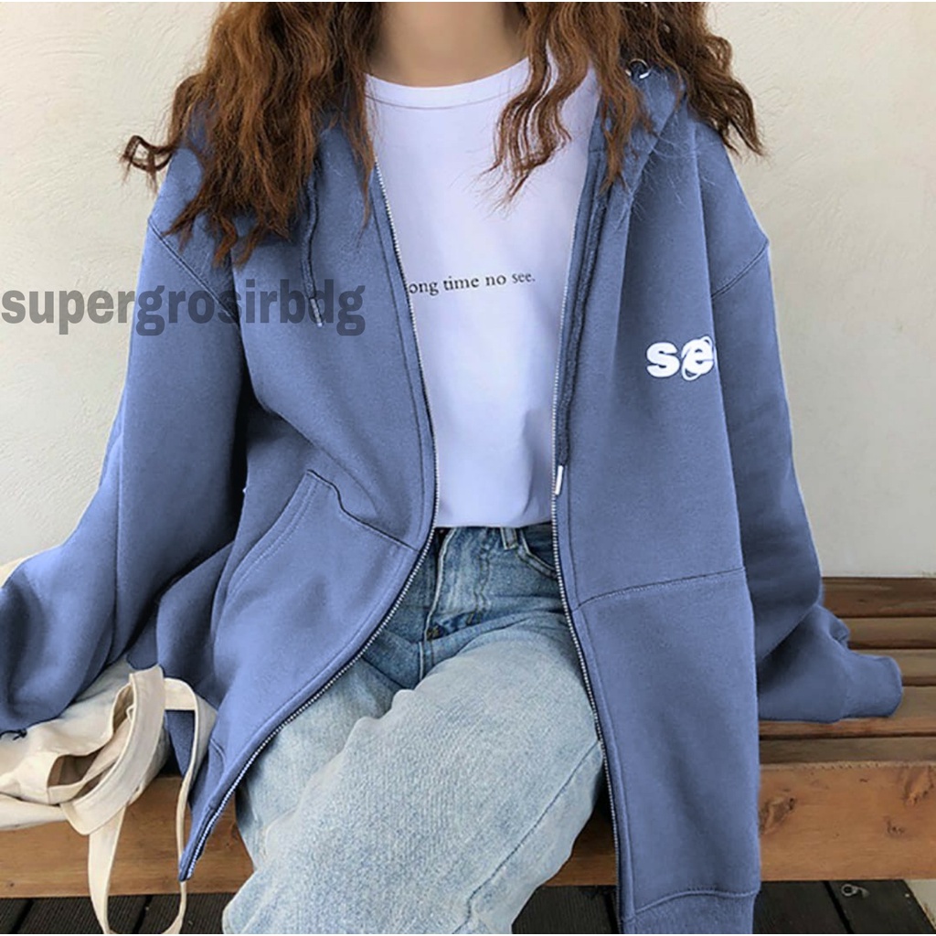 SWEATER HOODIE WANITA / SEE HOODIE SWEATER OVERSIZE