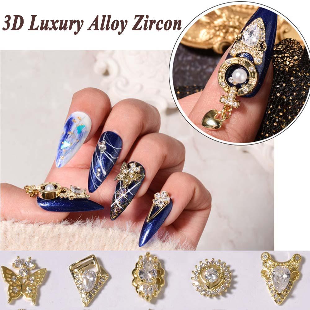 Mxbeauty 3D Kuku Rhinestones Charms Mewah Mutiara Kupu-Kupu Permata Manikur Aksesoris Perhiasan Kuku