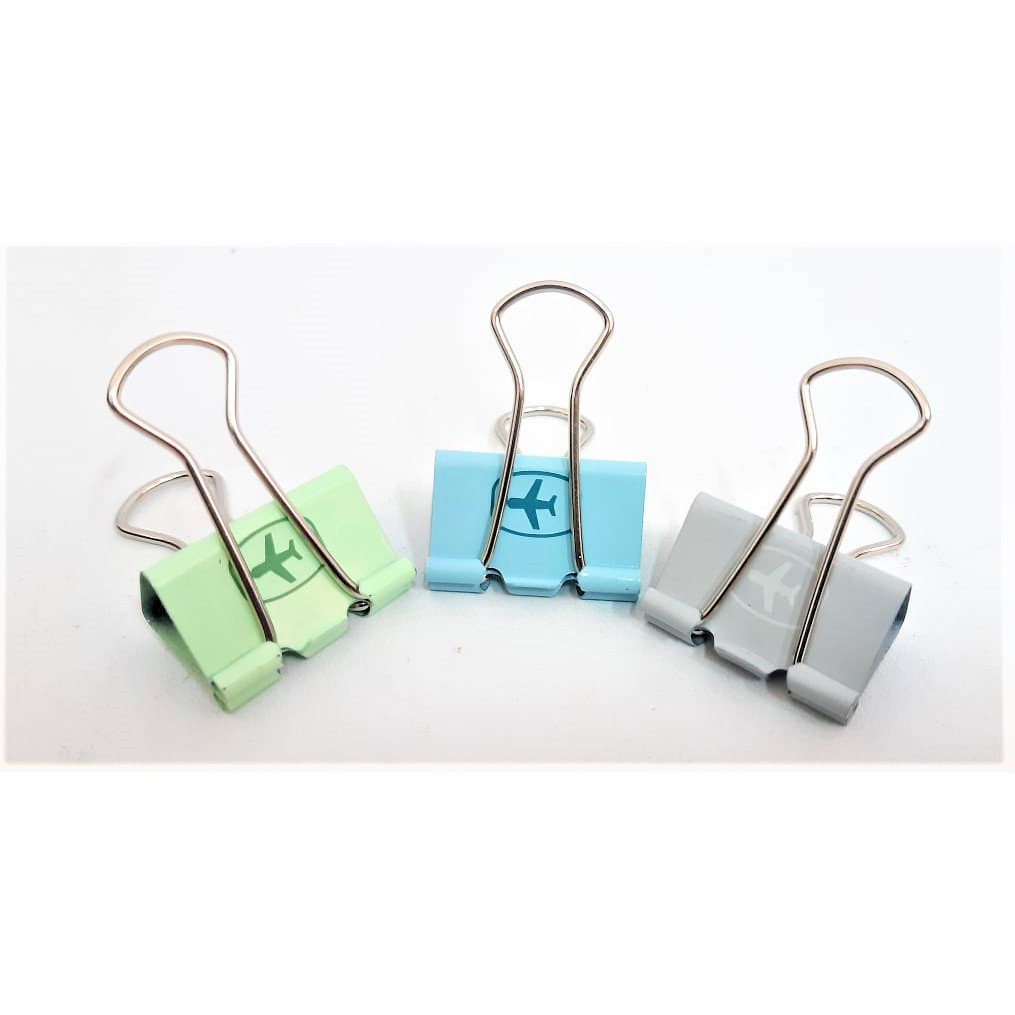 

DELI Binder Clip Sekolah Bentuk Pesawat ketebalan clip hingga 25mm 24pcs/pack 8488