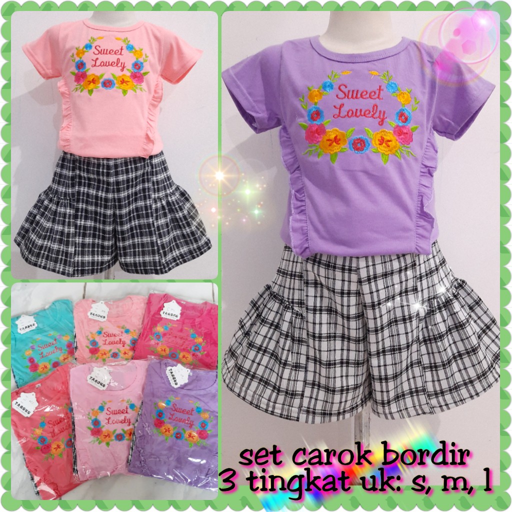 Baju Anak Perempuan Setelan Celana Pendek Rumbay Rajut Import Taroko