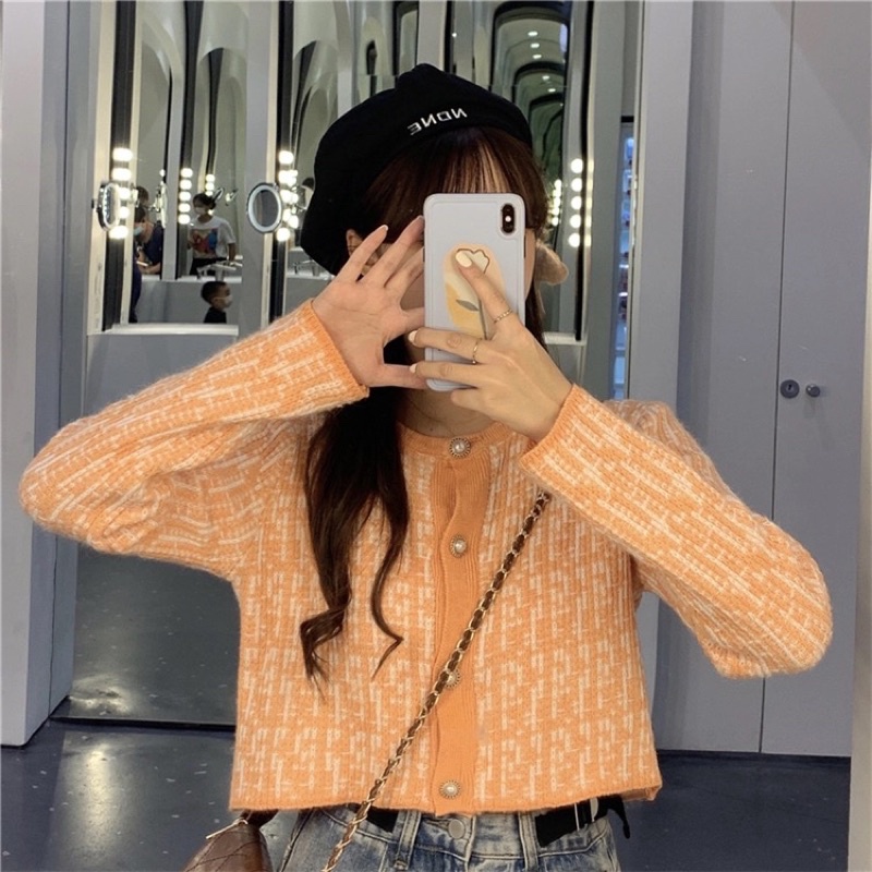 CARDIGAN CROP TOP KNIT  KOREAN STYLE RAJUT LENGAN PANJANG OUTER ATASAN WANITA MX921