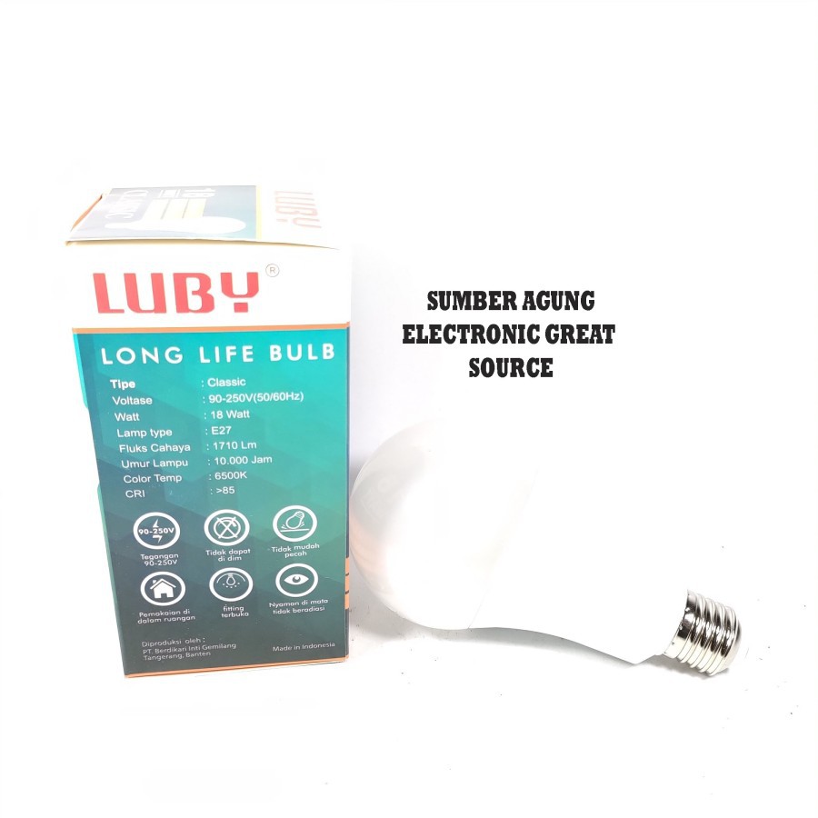 Luby Classic Lampu LED 18W 1710 Lumen Terang Awet Bergaransi Cahaya Pu