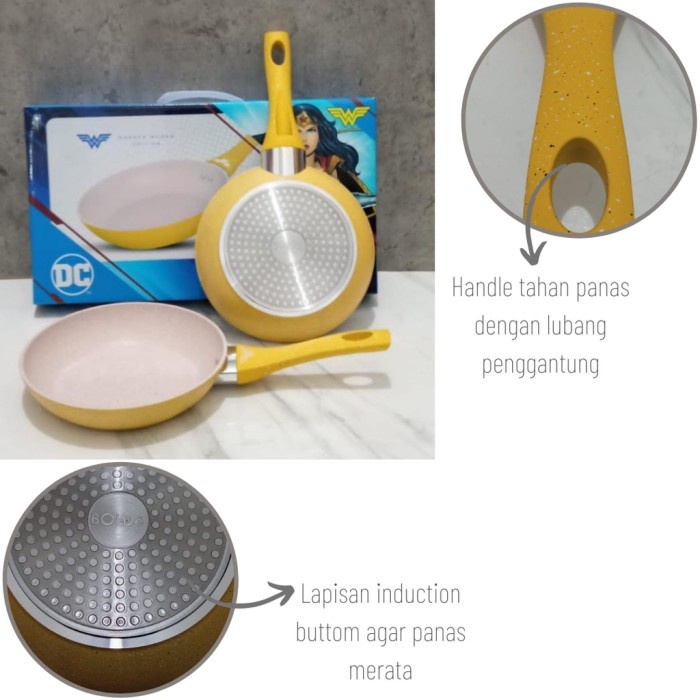 Bolde Frypan 20cm Wonder Woman Series Super Pan Wajan Penggorengan Fry Pan Granite Induksi Kuning Yellow