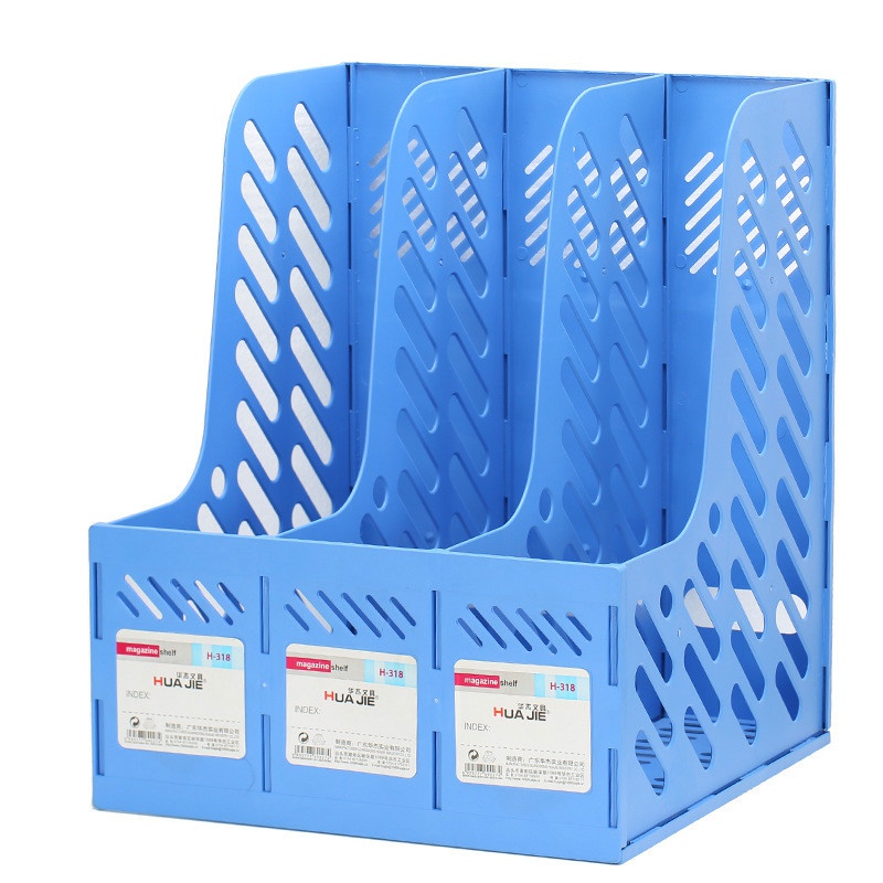 3/4 Sections Desktop File Rack Paper Blue Book Hold Office Document Tray Organizer Box