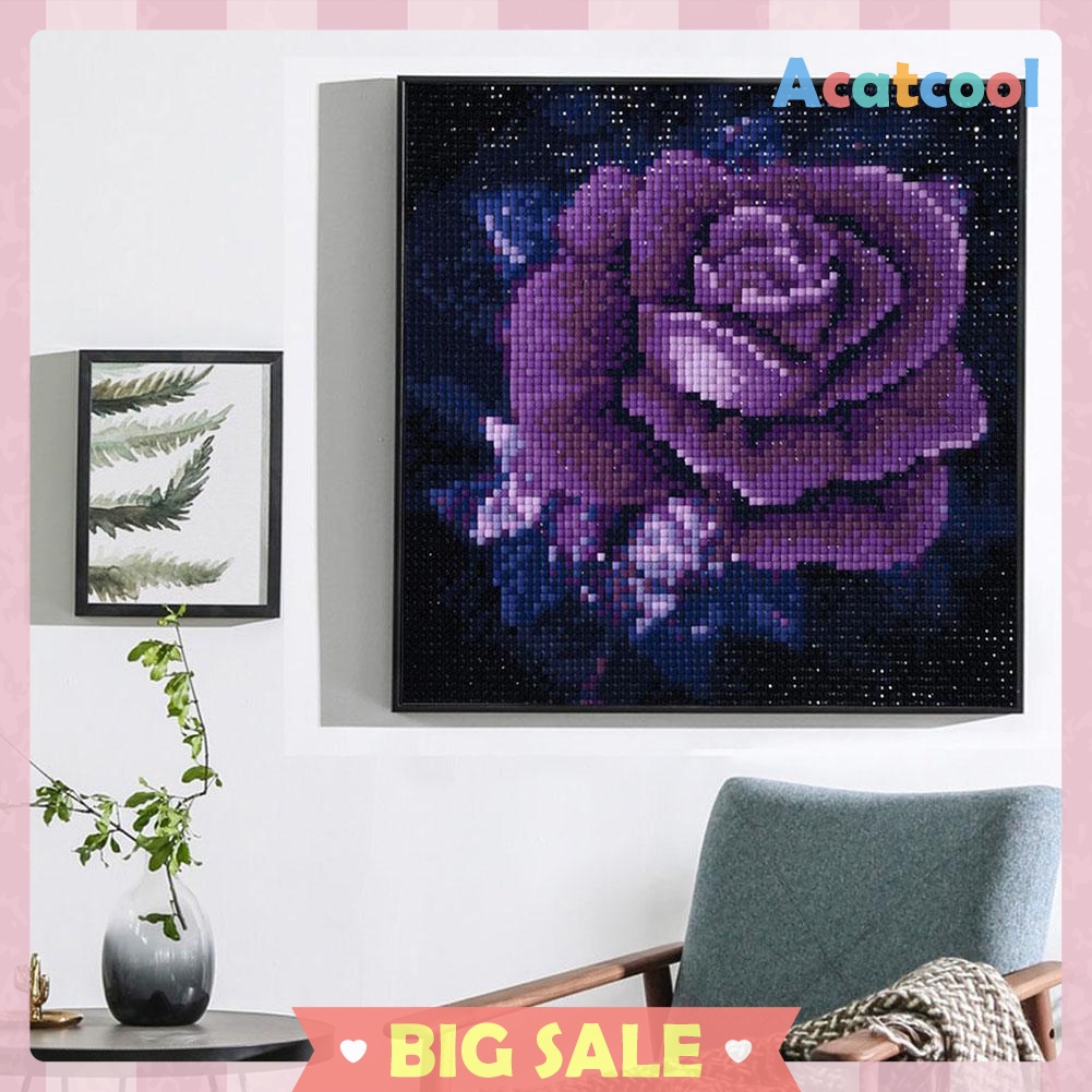 5D DIY Full Drill Square Diamond Painting Purple Rose Cross Stitch Mosaic