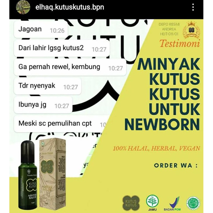 Minyak esensial buat bayi. Minyak kutus kutus herbal.