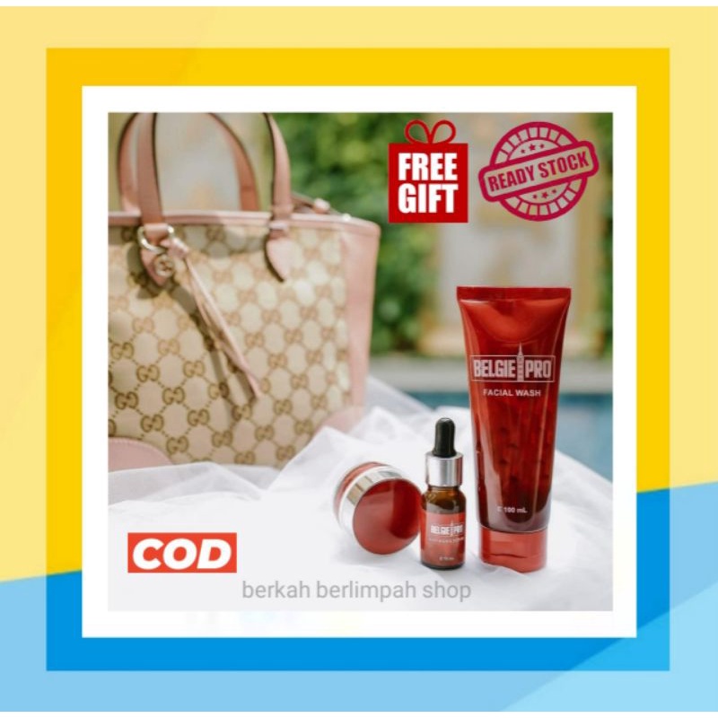 BELGIE PRO Paket Original 100% Night Cream, Serum Anti Aging dan Facial Wash - Serum British Propoli