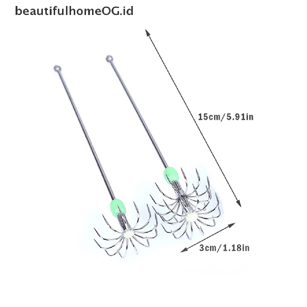 Beautifulhomeog.id / Set Kait Umpan Pancing Bentuk Gurita Bahan Stainless Steel