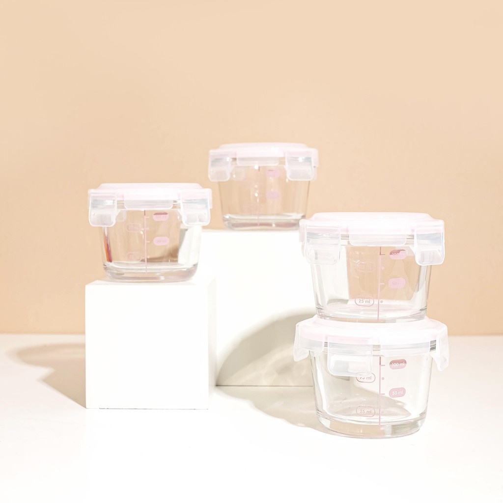 LITTLE DIMPLE MINI ROUND CONTAINER - 4 x 130ML / MFC-820 (PINK )