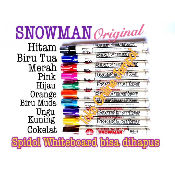 

Produk Unggulan Atk0471Sm Satuan Spidol Boardmarker Whiteboard Snowman Bg12 Ink Bagus