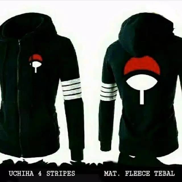 jaket anime uchiha strip (hitam, navy)