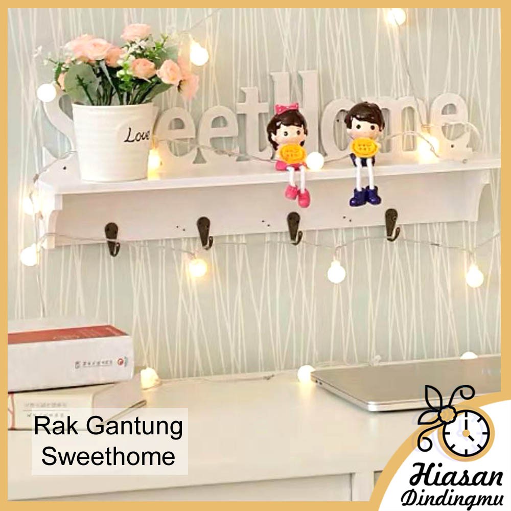 Rak dinding vintage SWEETHOME ( 4buah hook gantungan ) | Shopee Indonesia