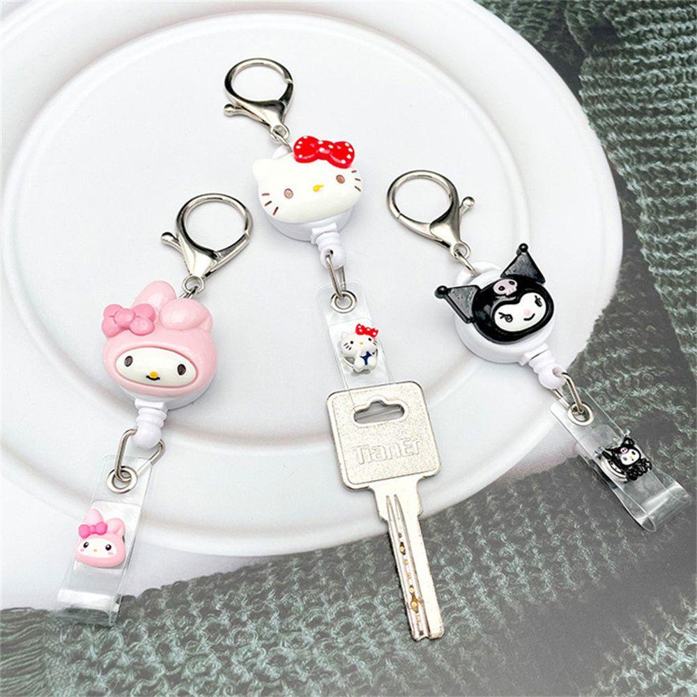 Quinton Retractable Badge Reel Kreatif My Melody Dada Kartu ID Card Klip Cinnamoroll Kartu Siswa Perawat Badge Holder