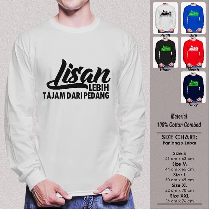 Kaos Muslim Panjang Pria SN-LLMSMY260 LISAN LEBIH TAJAM DARI PEDANG
