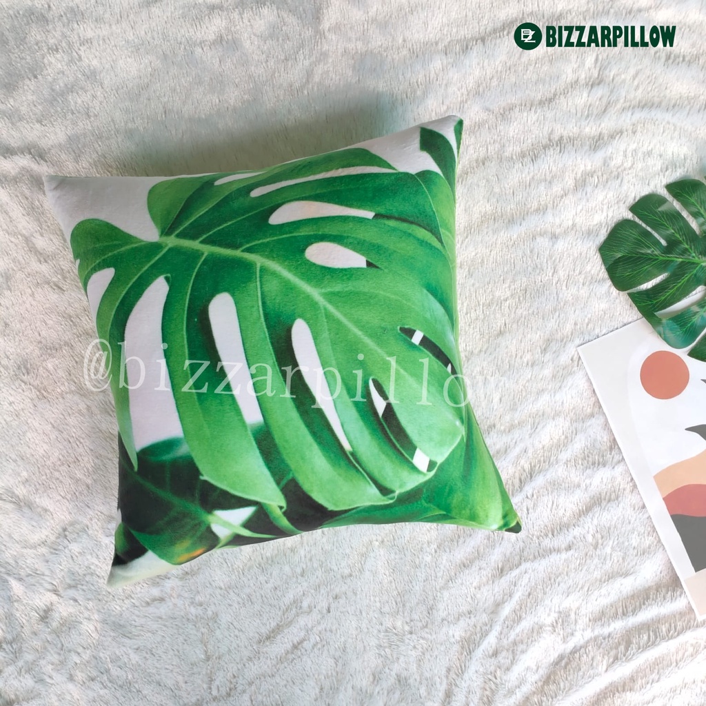 Bizzarpillow Bantal Sofa Motif Daun Leaves Monstera 40 x 40 cm BZ153