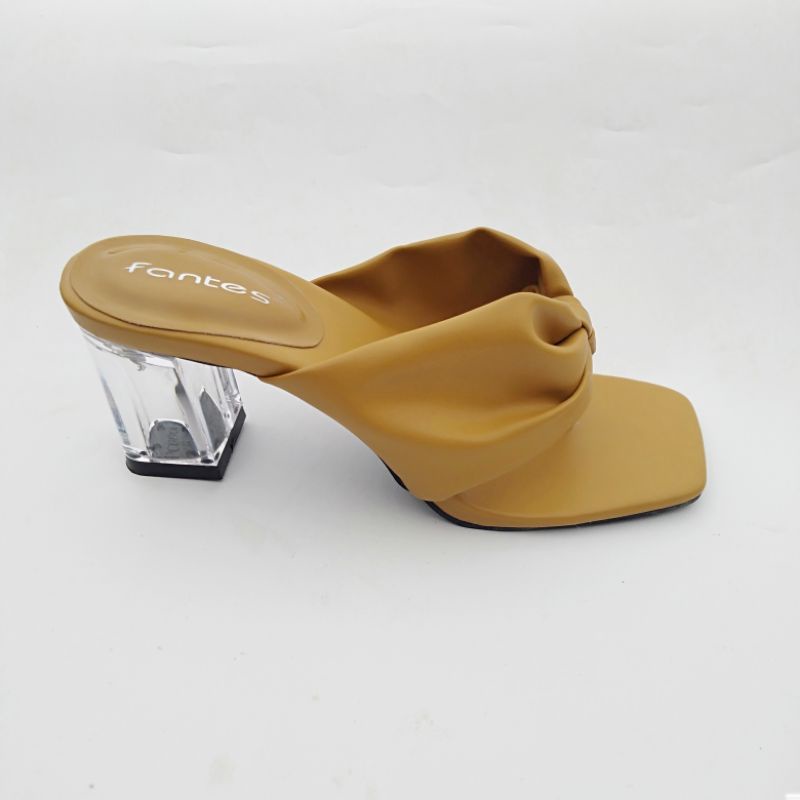 mqstars Sandal Heels Wanita Jepit Hak Kaca 7cm