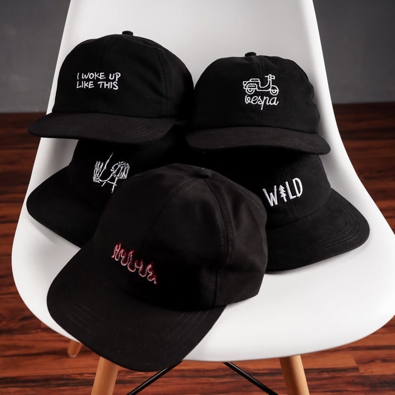 Topi 6 Panel Distro Motif Bordir TOPI BASEBALL HITAM / POLOCAPS HITAM MOTIF BORDIR PRIA WANITA TERMU