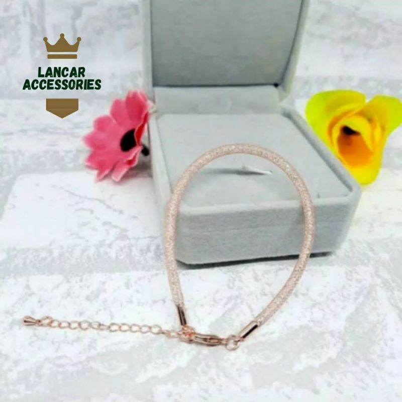 COD✅ Gelang Tali kawat Gliter Kristal Swarovski Untuk Liontin Emas Hongkong