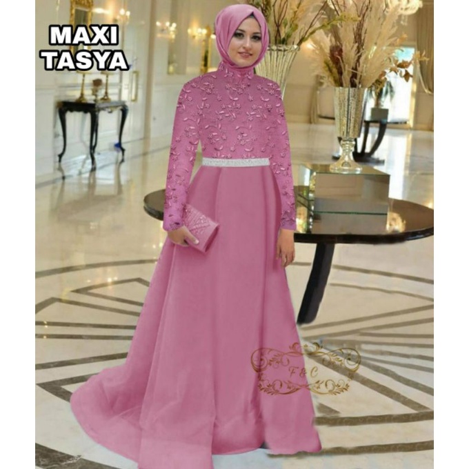 MAXY TASYA MOM FASHION PAKAIAN MUSLIM WANITA DRESS GAMIS MAXI BAHAN TILE FEHM