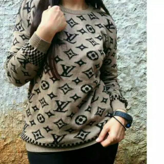 Kaos rajut lv import coklat tua