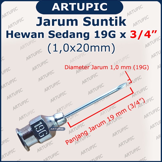 Jarum Suntik Hewan Sedang 19G x 3/4 inch Vaksin Ternak Kambing Domba Anjing Kucing Vet Needle Stainless Steel