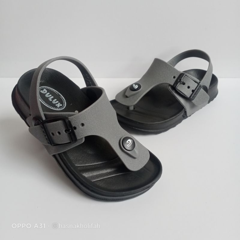 Sandal jepit tali resmi anak laki-laki dan perempuan gesper tali blakang dulux 213E-1 [3c]