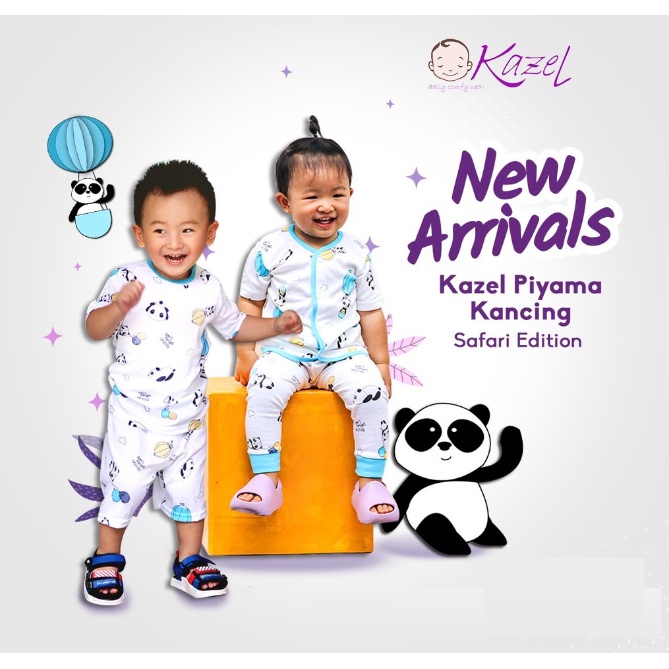 3Pcs Kazel Aruchi Setelan Anak Safari Deer 0 - 18 Bulan Pendek Panjang Kombinasi S - XXL CBKS