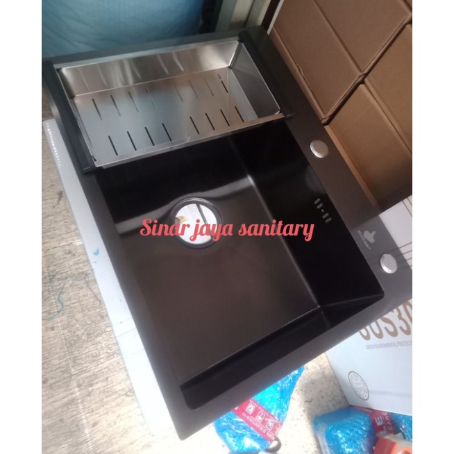 Kitchen sink minimalis black 6045 sus 304 / Kitchen sink hitam Golden hand 6045