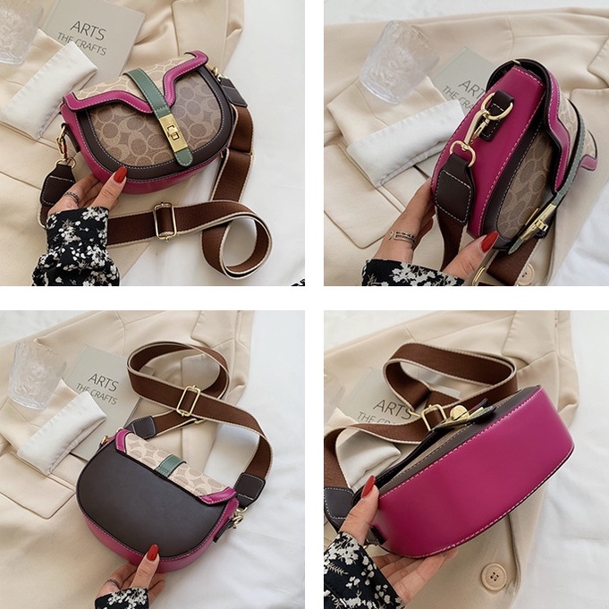 BJ31983 (TALI POLOS) - BLACK/COFFEE/PINK - TAS SLEMPANG WANITA FASHION IMPORT MODIS ELEGAN TERMURAH TERLARIS TERBARU BAGSTORE JAKARTA TAS BATAM LT1983 ZC4503 JT2553