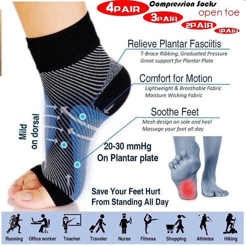 Kaos Kaki Kesehatan Pria Wanita mencegah keram olahraga dan fitness Meredakan pegal dan lelah Anti Fatigue Compression Socks Foot Angel Anti Fatigue Compress Foot Sleeve Ankle Support Running Cycle Basketball Sports Socks Outdoor Men Ankle Brace Sock