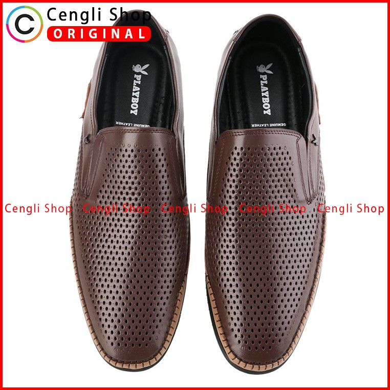 PLAYBOY SEPATU SLIP ON CASUAL KULIT PRIA ORIGINAL TERBARU PL39 COKLAT
