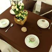 Taplak Meja Persegi panjang Full cotton/Damask Brown Coffee