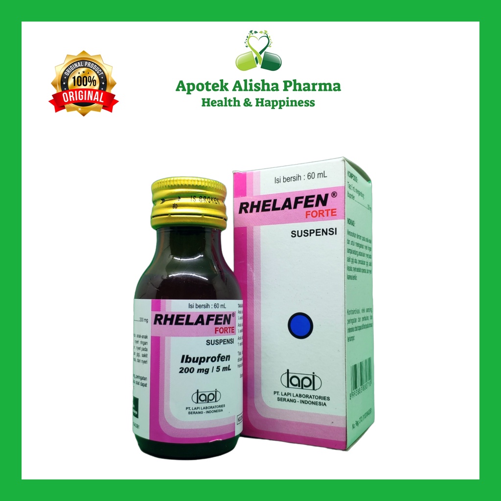 RHELAFEN SIRUP/RHELAFEN FORTE SYRUP 60ml-Rhelafen Sirup/Rhelafen Forte Syrup Obat Penurun Panas/Demam/Pereda Nyeri/Sakit Gigi Anak/Rhelafen Ibuprofen Sirup/Relafen Sirup