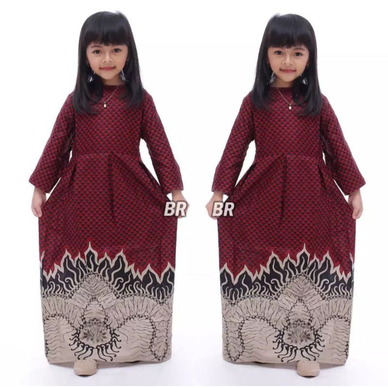 Batik Couple keluarga sania ruffle ori ndoro jowi dnt Bara Api-gamis ank