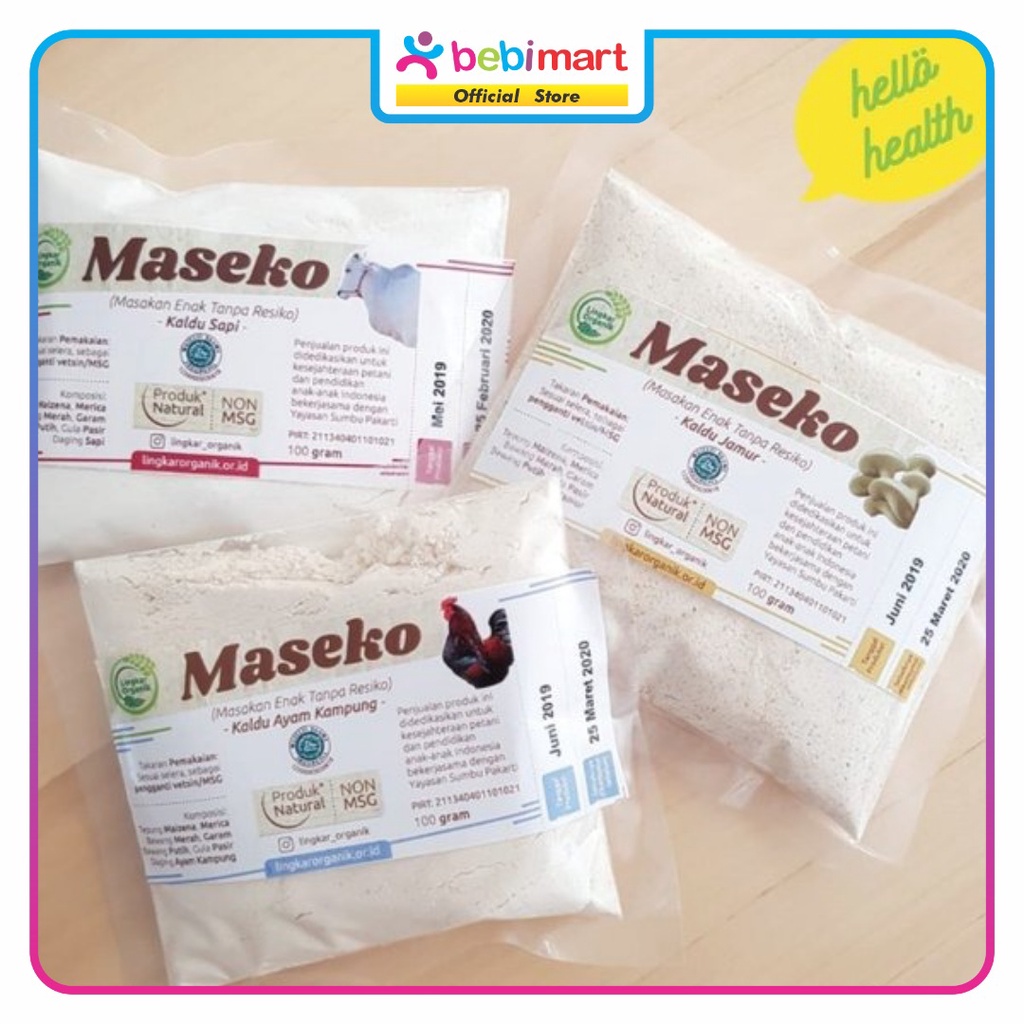 

Lingkar Organik - MASEKO kaldu non MSG-Refill- kaldu ayam kampung /kaldu jamur /kaldu jamur @100gram