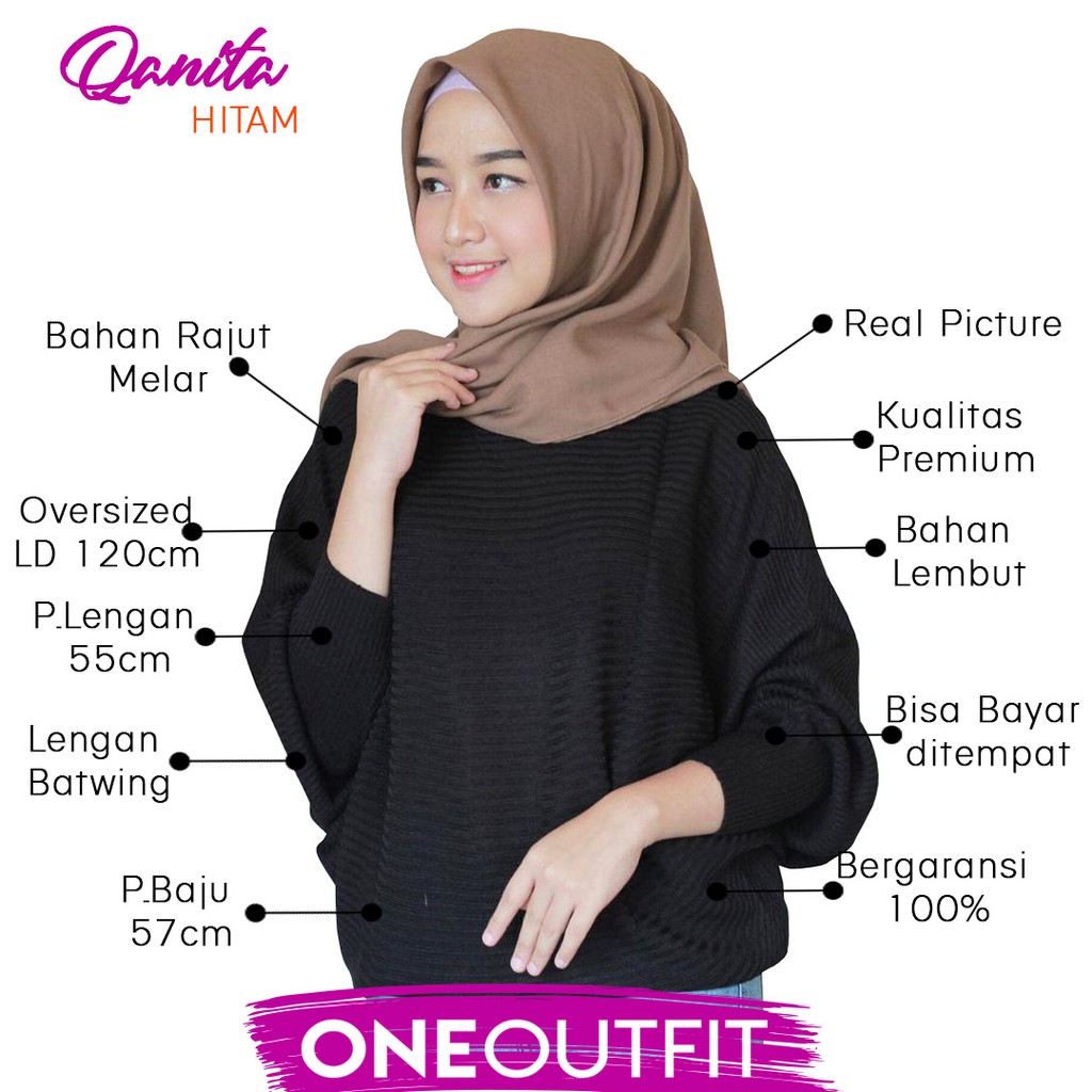  Baju  Rajut  Wanita  Fashion Qanita Jumbo  Bata hitam kuning 